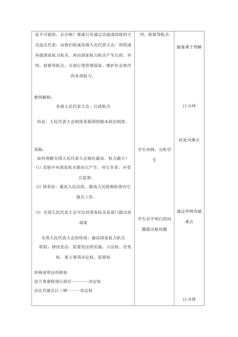 吉林省四平市第十七中学九年级政治全册《第六课 第一框 人民当家作主的法治国家》教案2 新人教版_第2页