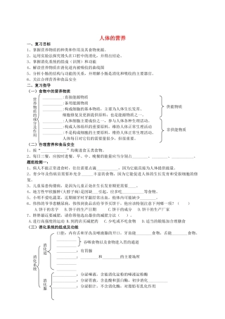 山东省泰安市新泰七年级生物下册 第二章复习学案 新人教版