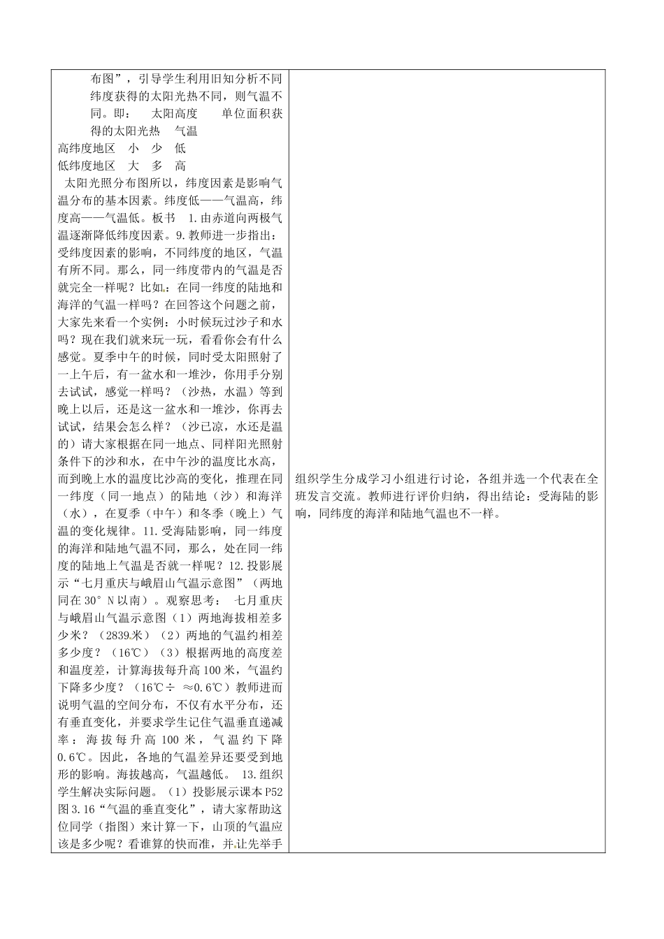 山东省郯城县七年级地理《气温和气温的分布》教案2_第3页