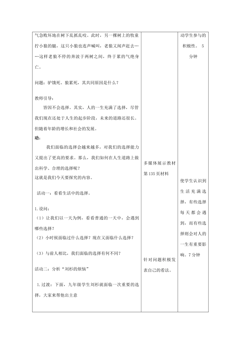 吉林省四平市第十七中学九年级政治全册《第十课 第三框 未来道路我选择》教案 新人教版_第2页