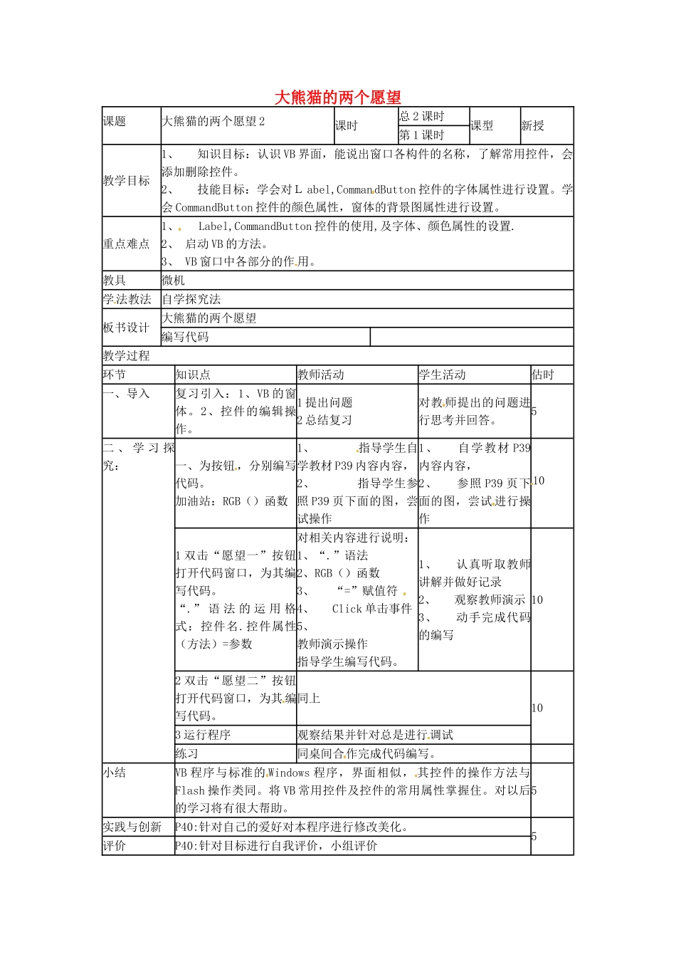 山东省郯城第三中学初中信息技术 大熊猫的两个愿望教案2_第1页