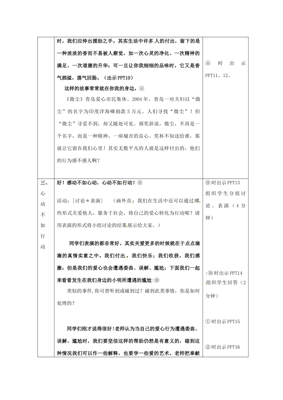 江苏省东台市唐洋镇中学七年级政治上册《第6课  授人玫瑰  手留余香》教案2 苏教版_第3页