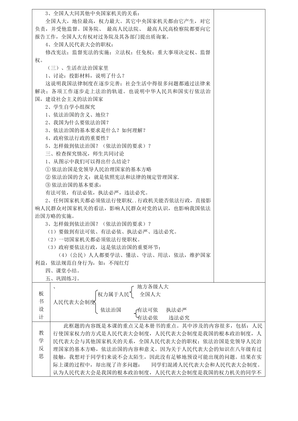 九年级政治 第六课人民当家作主的法治国家教案 人教新课标版_第2页