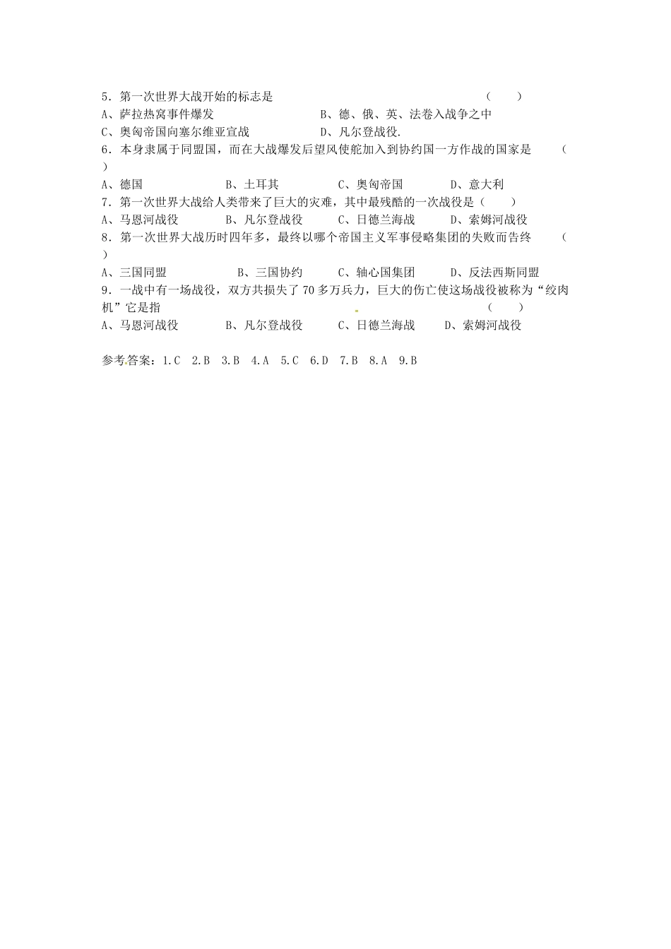 九年级历史上册 第20课 第一次燃遍全球的战火教案 北师大版-北师大版初中九年级上册历史教案_第3页