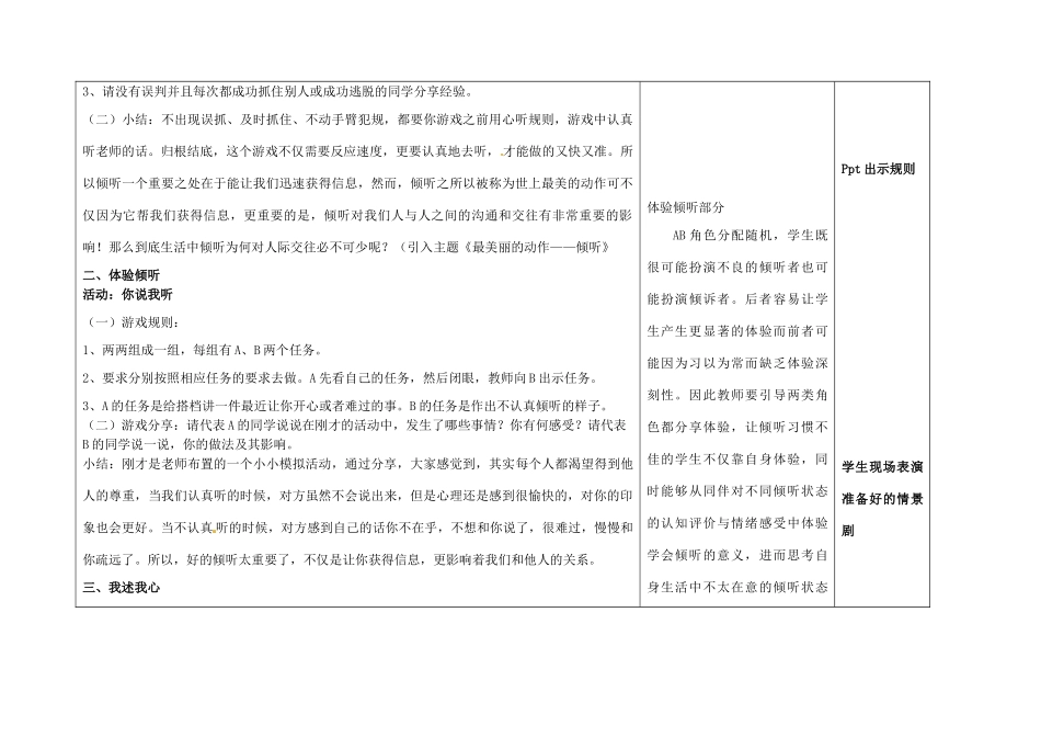 吉林省长春市第一零四中学七年级政治下册《学会倾听》教案 新人教版_第2页