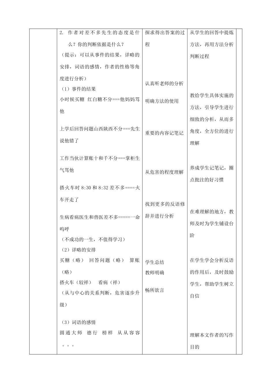 七年级语文上册 第三单元 第12课《差不多先生传》教案 北京课改版-北京课改版初中七年级上册语文教案_第2页
