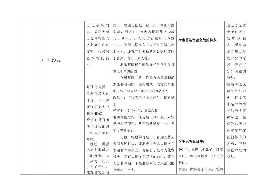 内蒙古兴安盟乌兰浩特市七年级历史上册 第四单元 三国两晋南北朝时期 政权分立与民族融合 第16课 三国鼎立教案 新人教版-新人教版初中七年级上册历史教案_第3页