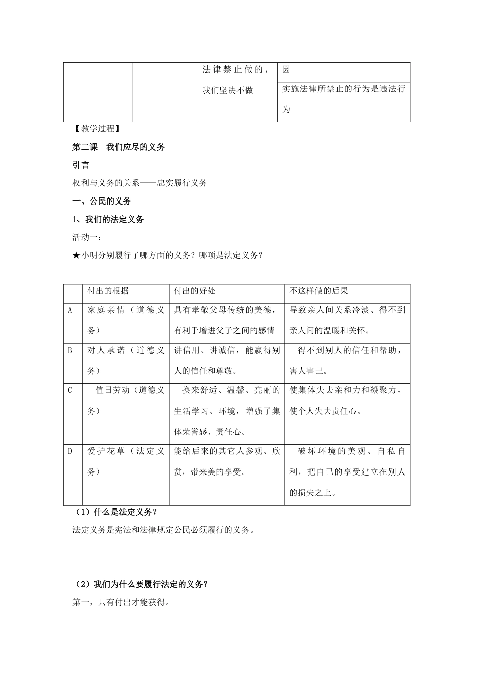 福建省古田十一中八年级政治下册 第二课《 我们应尽的义务》教学提纲 新人教版_第2页