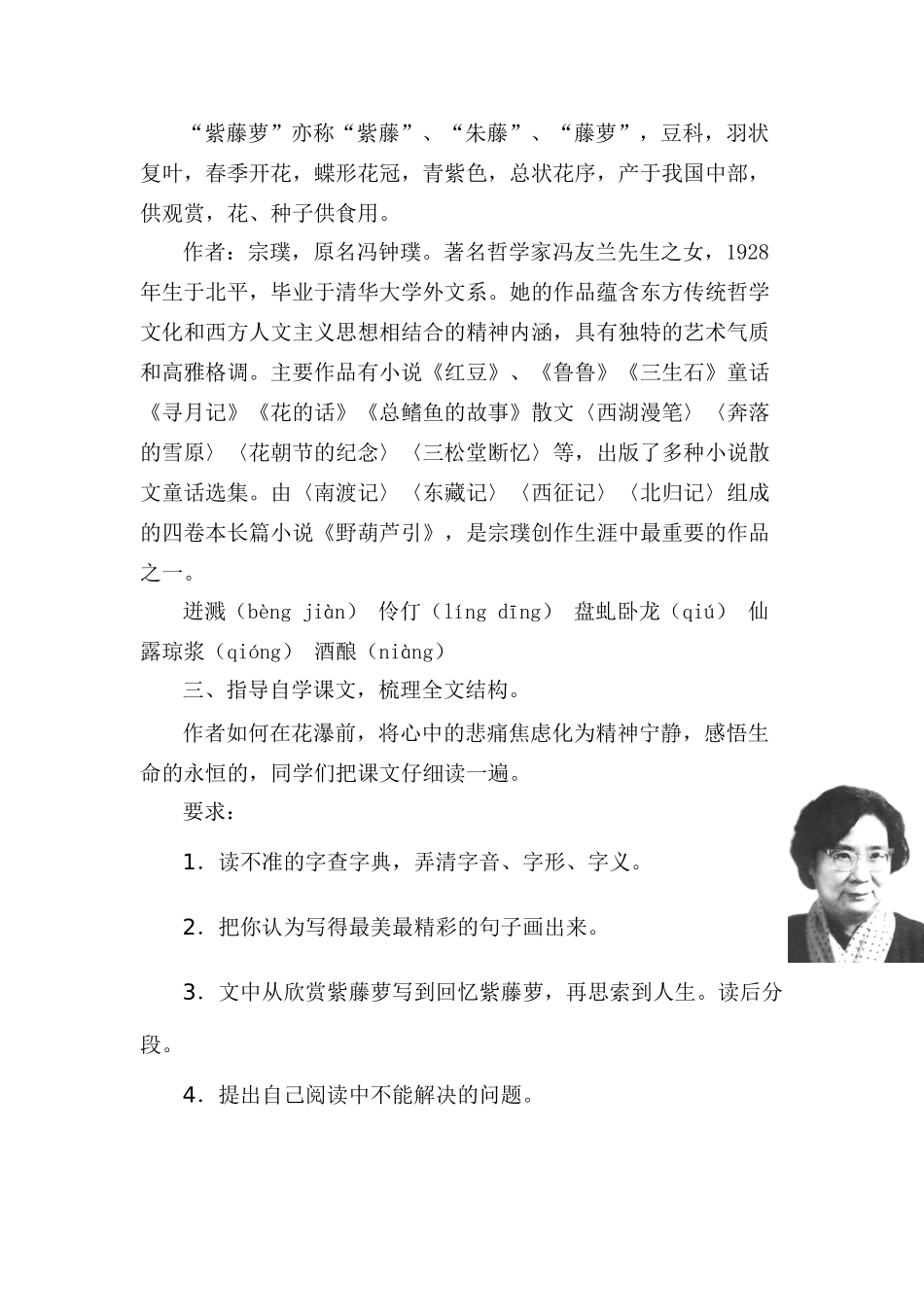 七年级语文上册第四课《紫藤萝瀑布》教案人教版_第2页