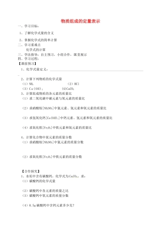 山东省烟台市黄务中学八年级化学全册 3.3 物质组成的定量表示导学案（无答案） （新版）鲁教版五四制