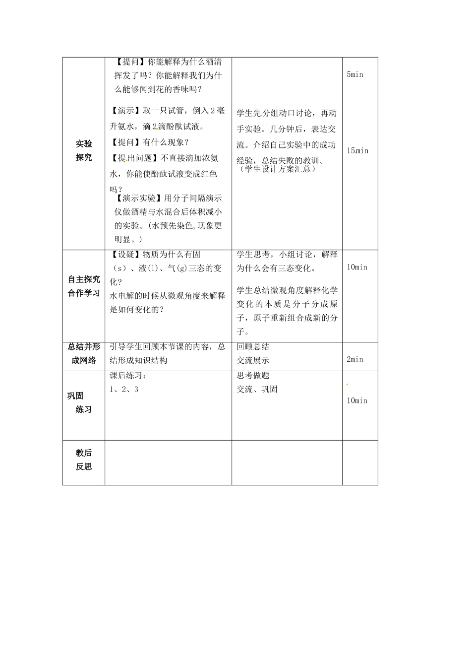 山东省临沭县九年级化学上册 第三单元 课题1《分子和原子》教案 新人教版_第2页