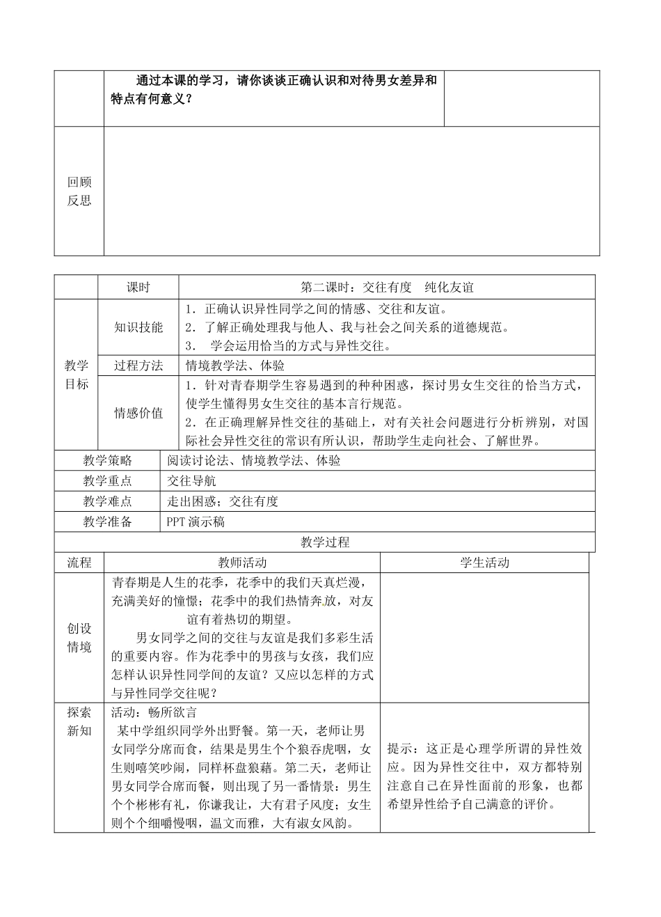 江苏省苏州张家港市一中七年级政治上册 第八课 相逢在花季教案2 苏教版_第3页