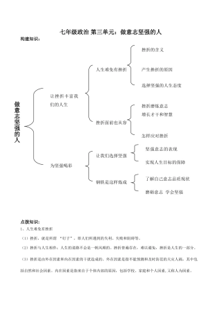 七年级政治 第三单元：做意志坚强的人