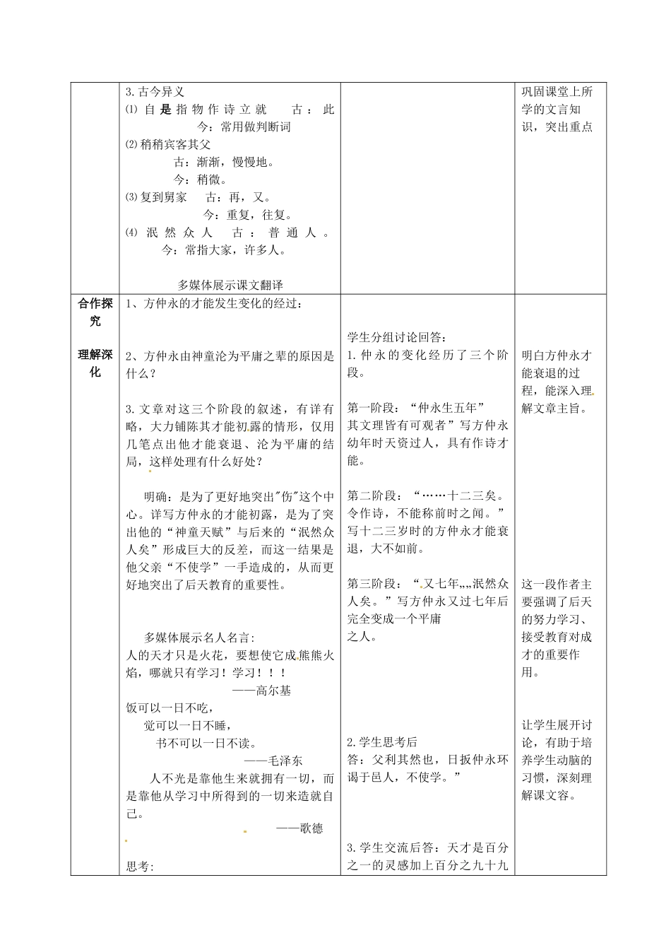 七年级语文上册 23 伤仲永教案 语文版-语文版初中七年级上册语文教案_第3页
