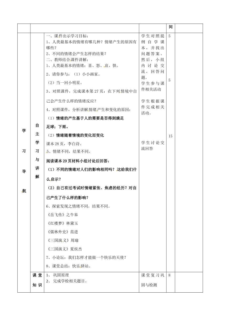 河北省辛集三中七年级政治下册《13.1 你了解自己的情绪吗》教案 新人教版_第2页