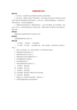 九年级政治全册 第11课 展望祖国未来教案1 北师大版