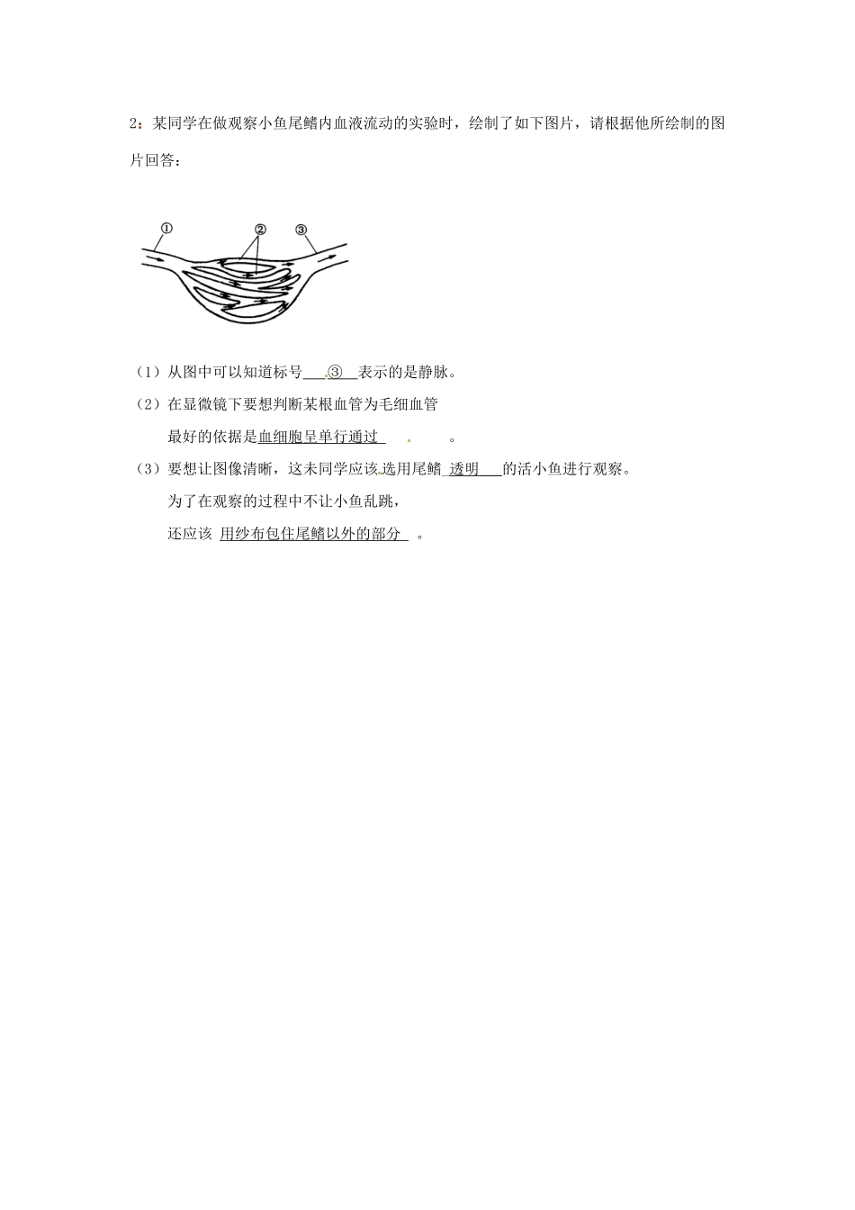 江苏省徐州市王杰中学八年级生物下册《期末复习3—观察血涂片》学案 苏科版_第3页