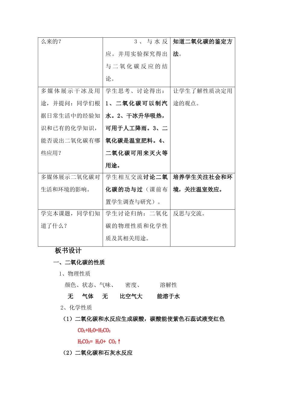 九年级化学上册：6.3二氧化碳和一氧化碳（第一课时）教案 人教版_第3页