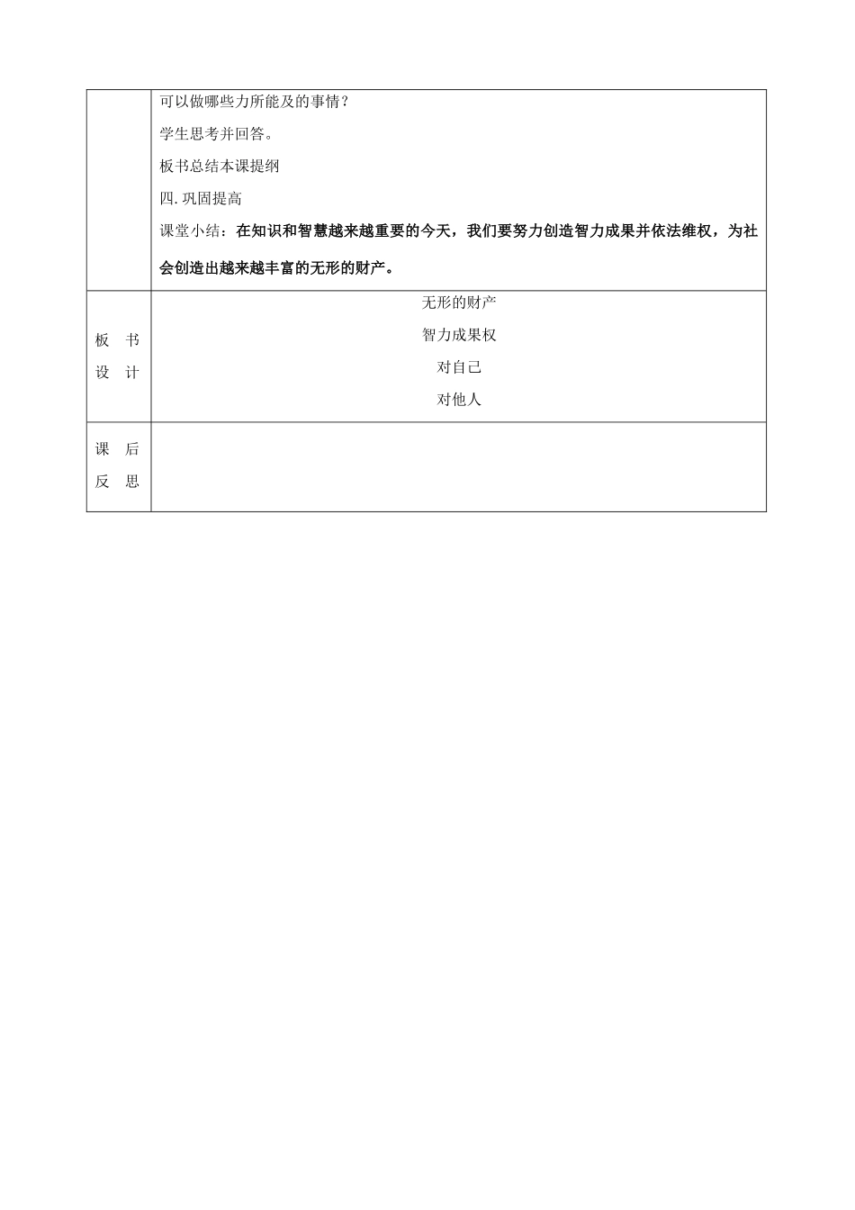 八年级政治下册 第三单元 我们的文化、经济权利 第七课 拥有财产的权利 第3框 无形的财产教学设计 新人教版-新人教版初中八年级下册政治教案_第3页