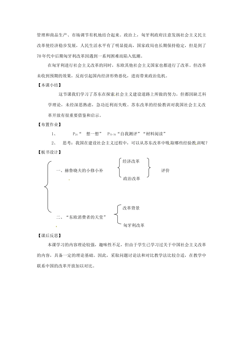 辽宁省丹东市九年级历史下册 第12课 苏东的艰难探索教案 北师大版_第3页