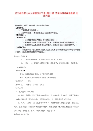 辽宁省丹东市九年级历史下册 第12课 苏东的艰难探索教案 北师大版