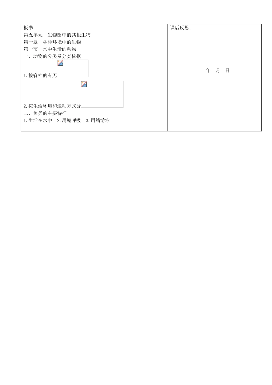 重庆市马王坪学校八年级生物上册《第5单元 第1章 第第1节水中生活的动物》学案 新人教版_第3页