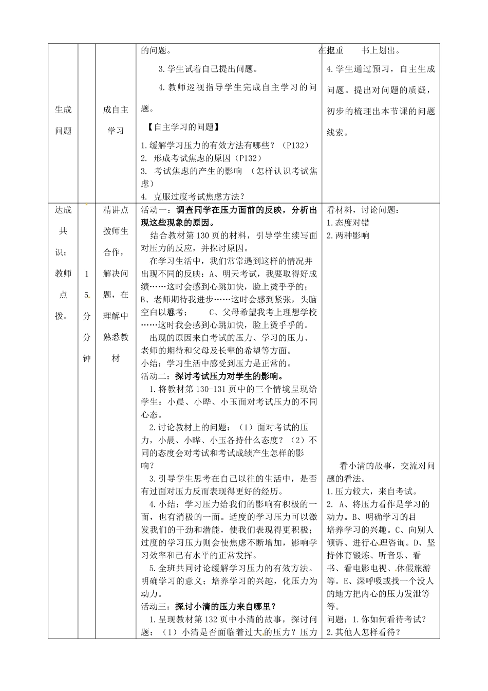 内蒙古鄂尔多斯市东胜区培正中学九年级政治全册 10.2 理智面对学习压力教学案 新人教版_第2页