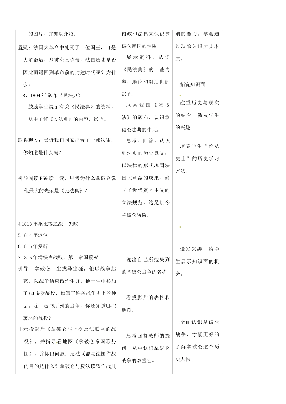 九年级历史：第12课《拿破仑帝国的兴亡》教案冀教版_第3页