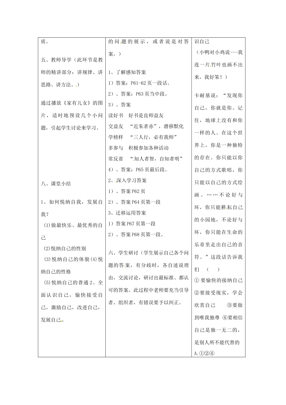 河北省任丘市第三中学七年级政治上册 第八课 正视自我 成就自我（第2课时）教学设计 教科版_第2页