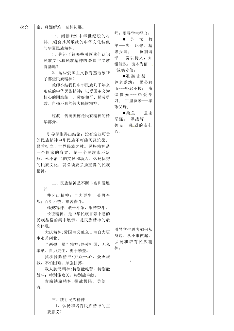江苏省启东市陈兆民中学九年级政治全册 第二课 第3框 做中华民族精神的弘扬者教案 苏教版_第2页