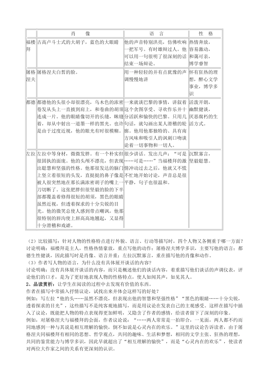 七年级语文上册 11《福楼拜家的星期天》教学设计 鲁教版五四制-鲁教版五四制初中七年级上册语文教案_第3页