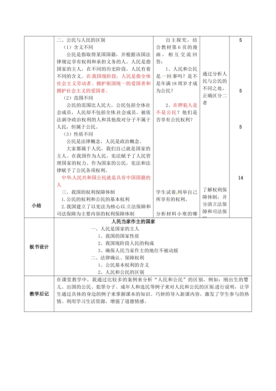 吉林省双辽市八年级政治下册 第一单元 权利义务伴我行 第一课 国家的主人 广泛的权利 第1框 人民当家作主的国家教案 新人教版-新人教版初中八年级下册政治教案_第3页