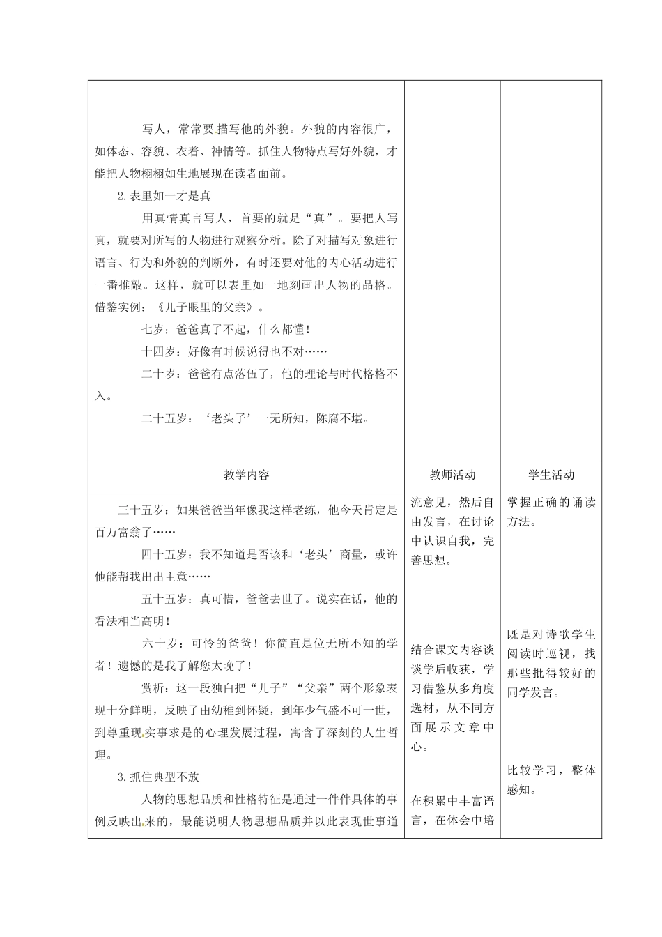 甘肃省酒泉市瓜州县第二中学七年级语文下册 第四单元 第九课《寻常的人》教案 北师大版_第2页