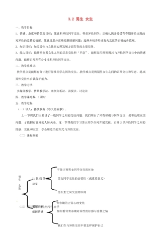 河南省郑州高新区创启学校八年级政治上册 3.2 男生 女生教案 新人教版