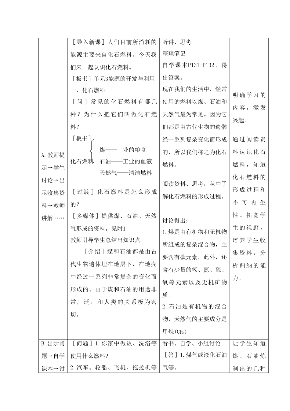 九年级化学上册专题6单元3 能源的开发与利用教案湘教版_第2页