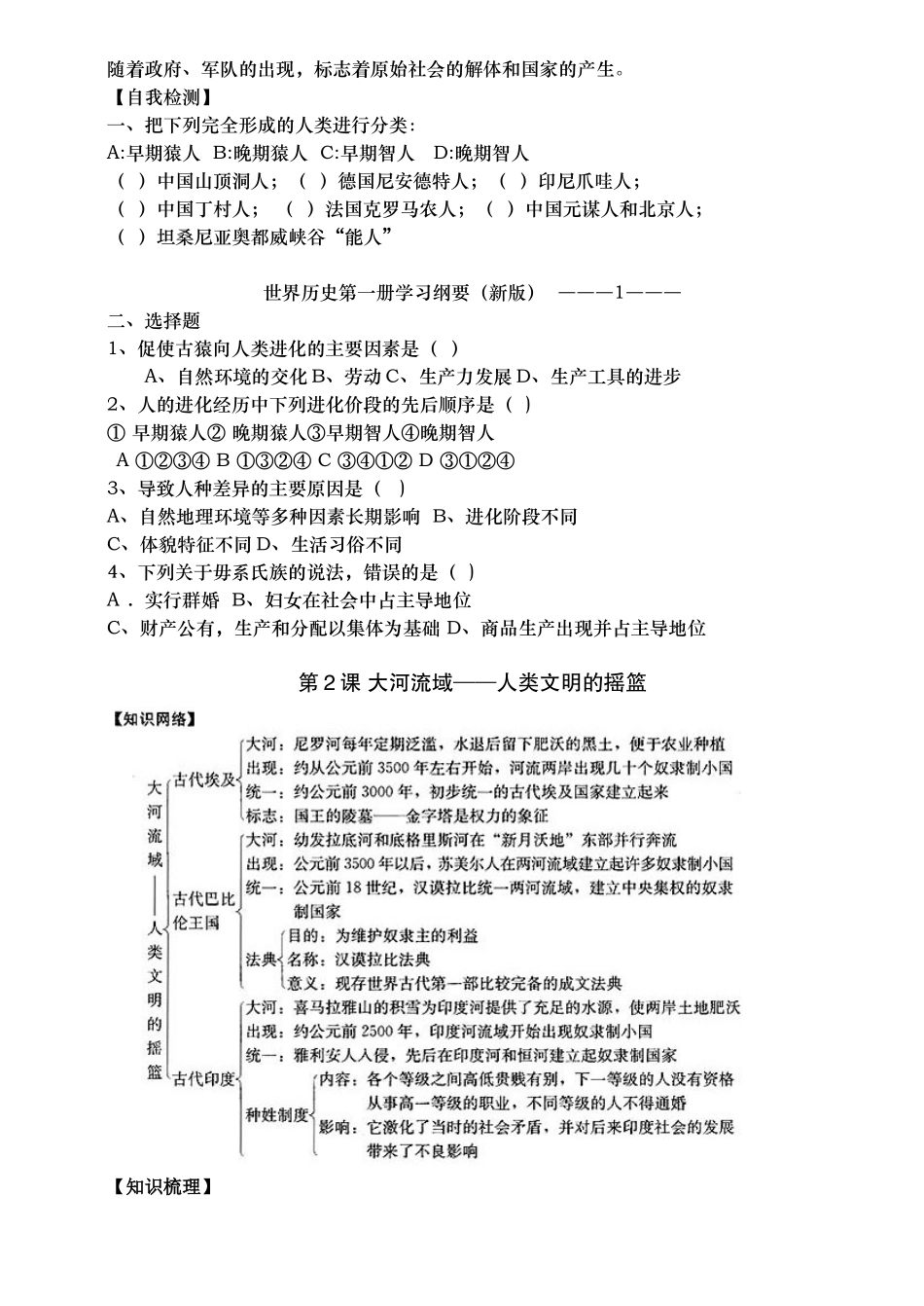 九年级历史上册 《世界史》第一册学习纲要 人教新课标版_第2页