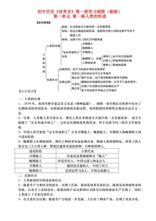 九年级历史上册 《世界史》第一册学习纲要 人教新课标版
