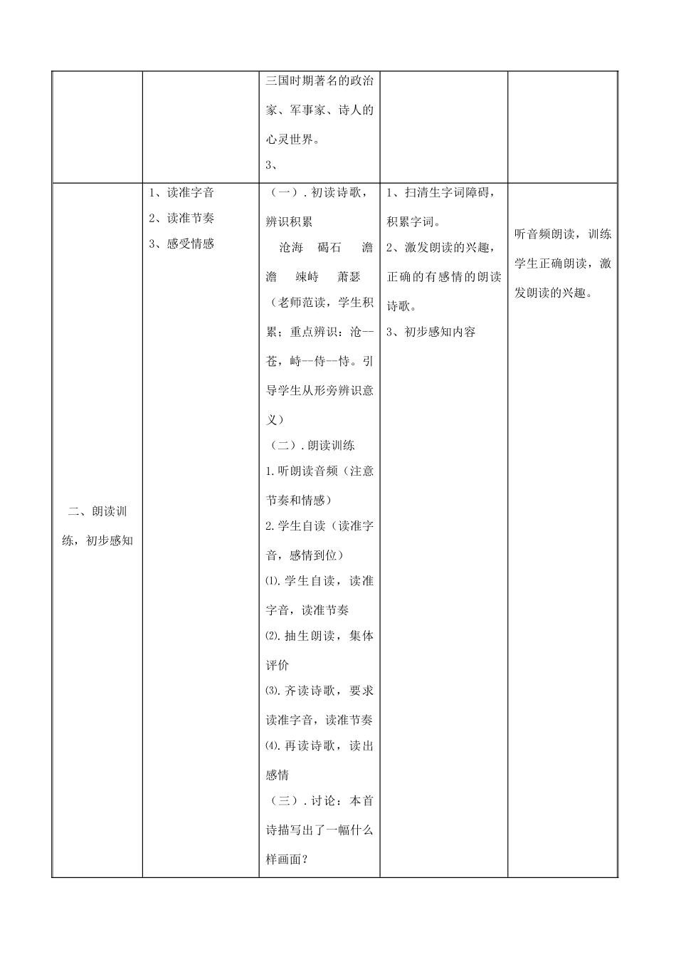 七年级语文上册 15《观沧海》教学设计 新人教版-新人教版初中七年级上册语文教案_第3页