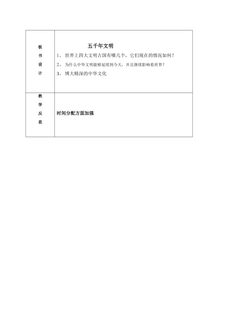 九年级政治 历史的足迹 五千年文明教案 教科版_第3页