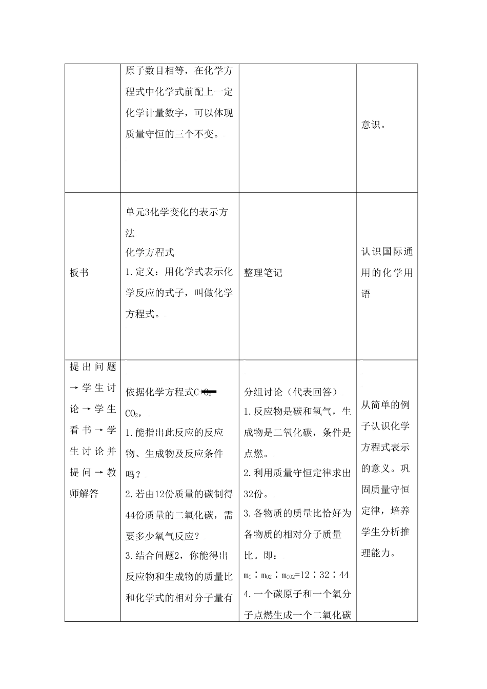 九年级化学上册专题4单元3 化学变化的表示方法教案湘教版_第3页