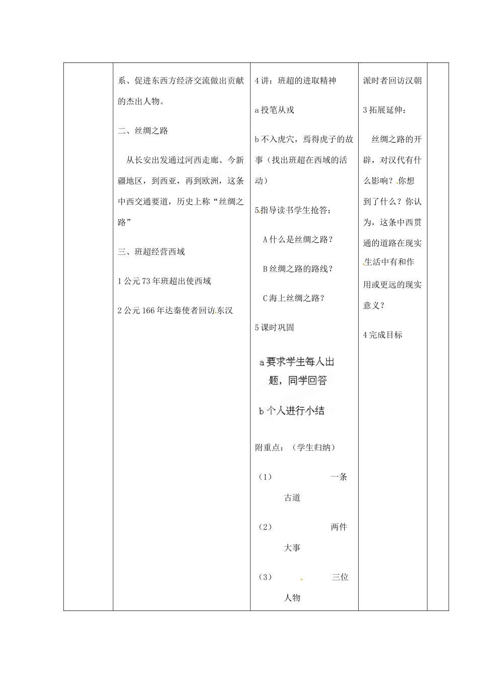 辽宁省开原市第五中学七年级历史上册《第15课 汉通西域和丝绸之路》教案 （新版）新人教版_第2页