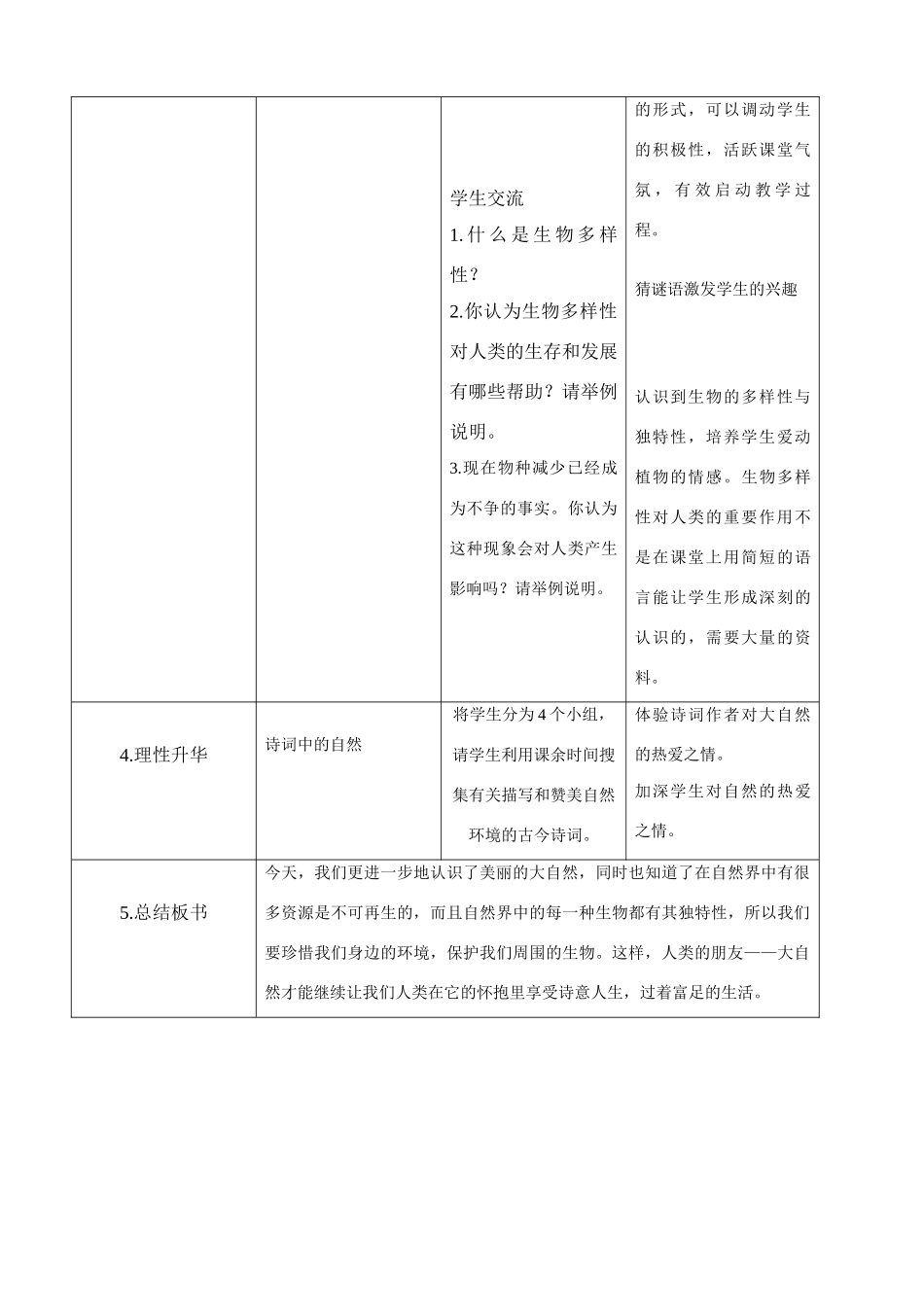 河北省唐山市丰南区经安中学八年级思想品德下册第一课人类的朋友生活的必需教学设计 教科版_第3页