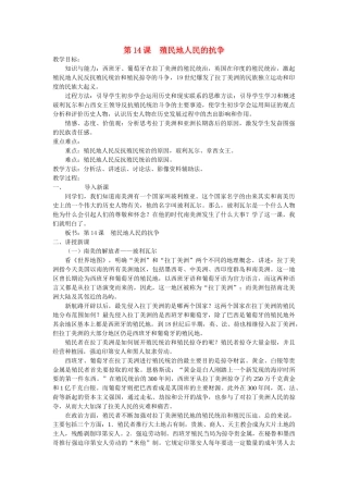 九年级历史上册 第14课 殖民地人民的抗争教案 岳麓版