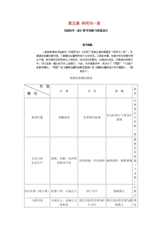 江苏省太仓市浮桥中学七年级历史下册 第五课 和同为一家教案 新人教版