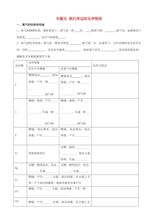 山东省宁阳实验中学九年级化学 初高衔接教材《专题五 我们身边的化学物质》教案