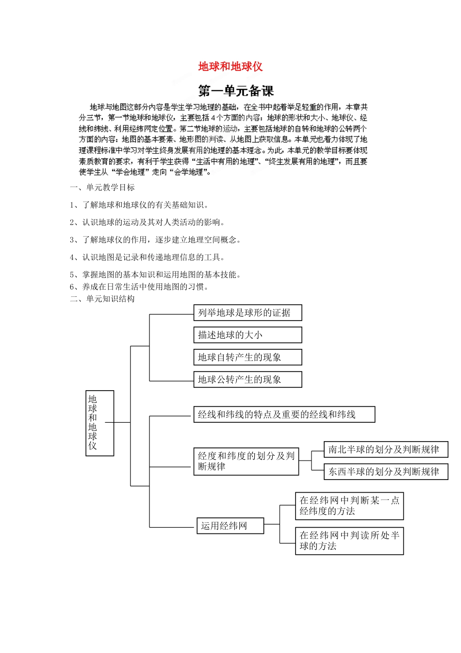 山东省临淄外国语实验学校七年级地理上册 地球和地球仪教案（1） 新人教版_第1页