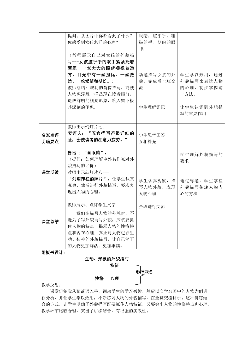 七年级语文上册 形神兼备描外貌作文教学设计 北京课改版-北京课改版初中七年级上册语文教案_第3页