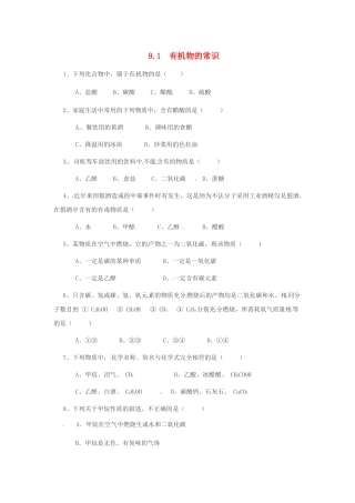 九年级化学下册 9.1 有机物的常识课时训练 （新版）粤教版