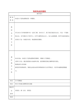 湖南省益阳市资阳区迎丰桥镇九年级化学上册 第2章 空气、物质的构成 2.2 构成物质的微粒（Ⅰ）—分子教案2 （新版）粤教版-（新版）粤教版初中九年级上册化学教案