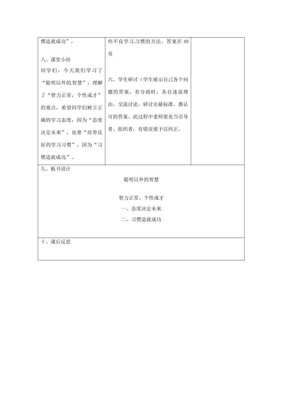 河北省任丘市第三中学七年级政治上册 第六课 聪明以外的智慧（第1课时）教学设计 教科版_第3页